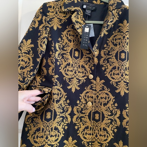 Carole Little black and gold long jacket w/crystal buttons in size 8. NWT - Picture 4 of 15